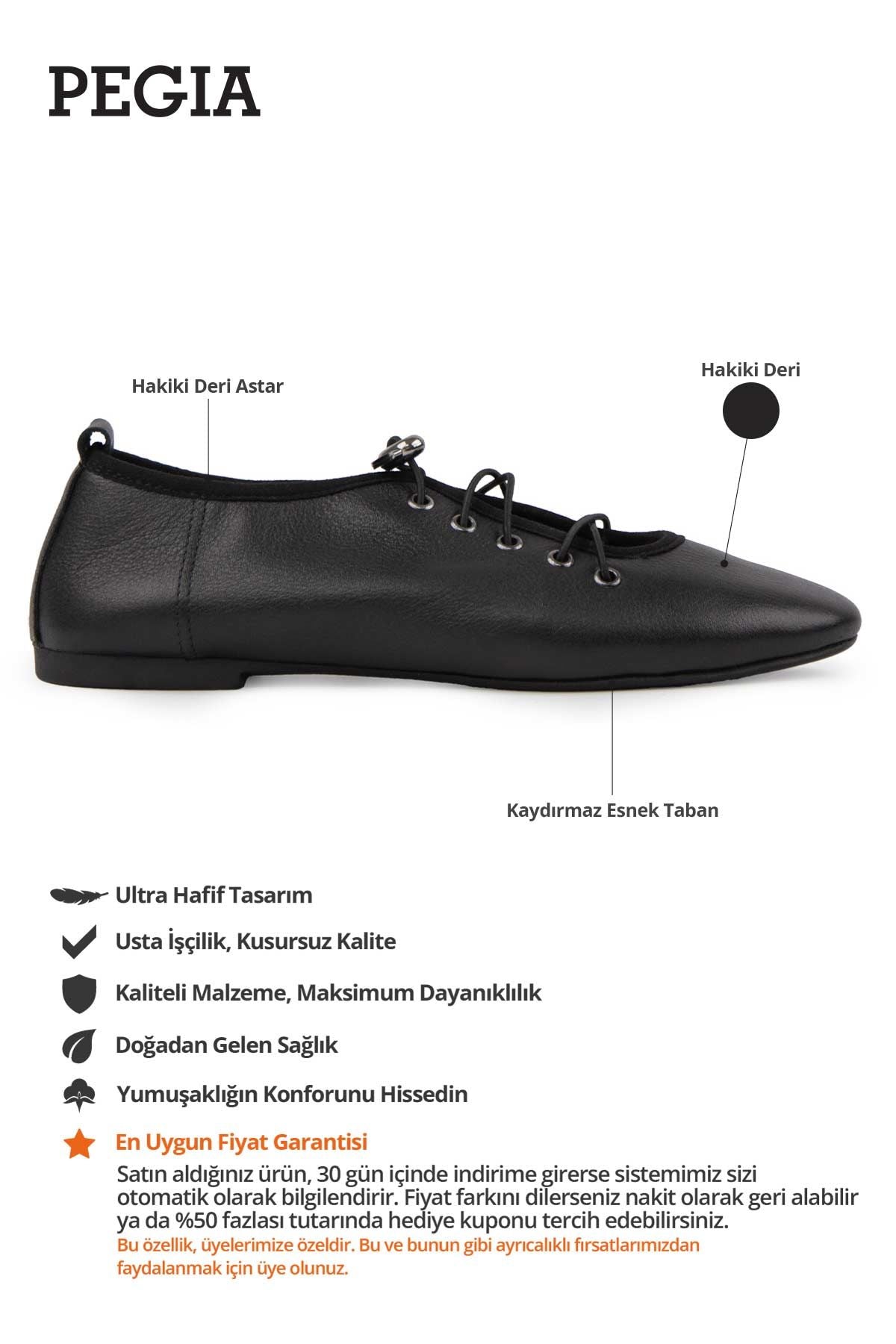 Hakiki Deri Bağcıklı Babet DG6047 Siyah