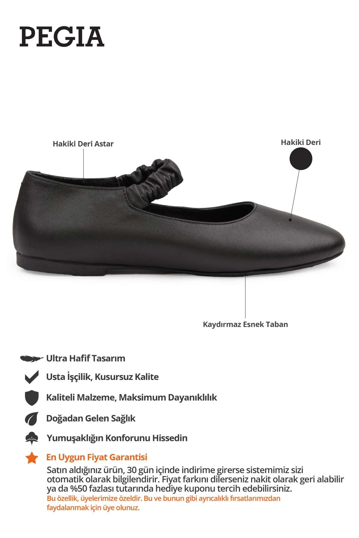 Hakiki Deri Bantlı Babet DG6046 Siyah