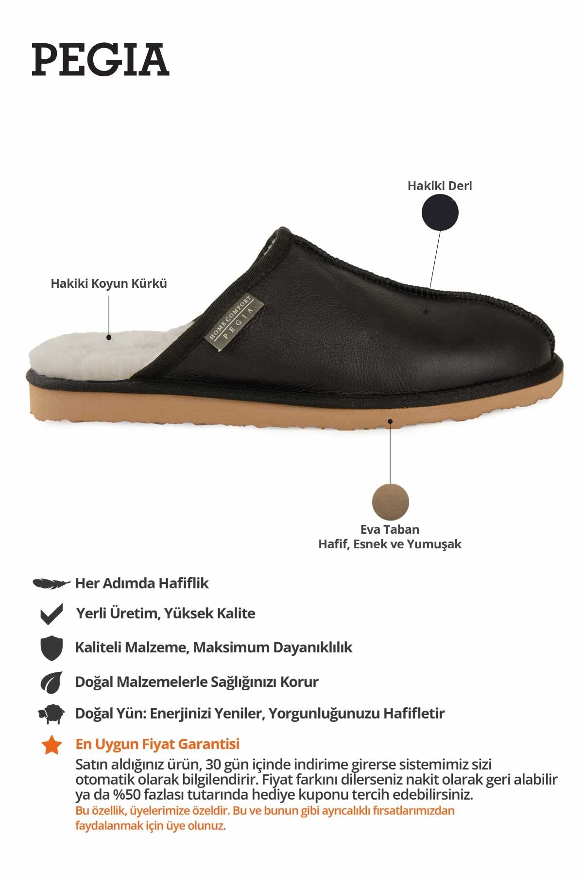 Hakiki Deri Erkek Ev Terliği 111031 Siyah