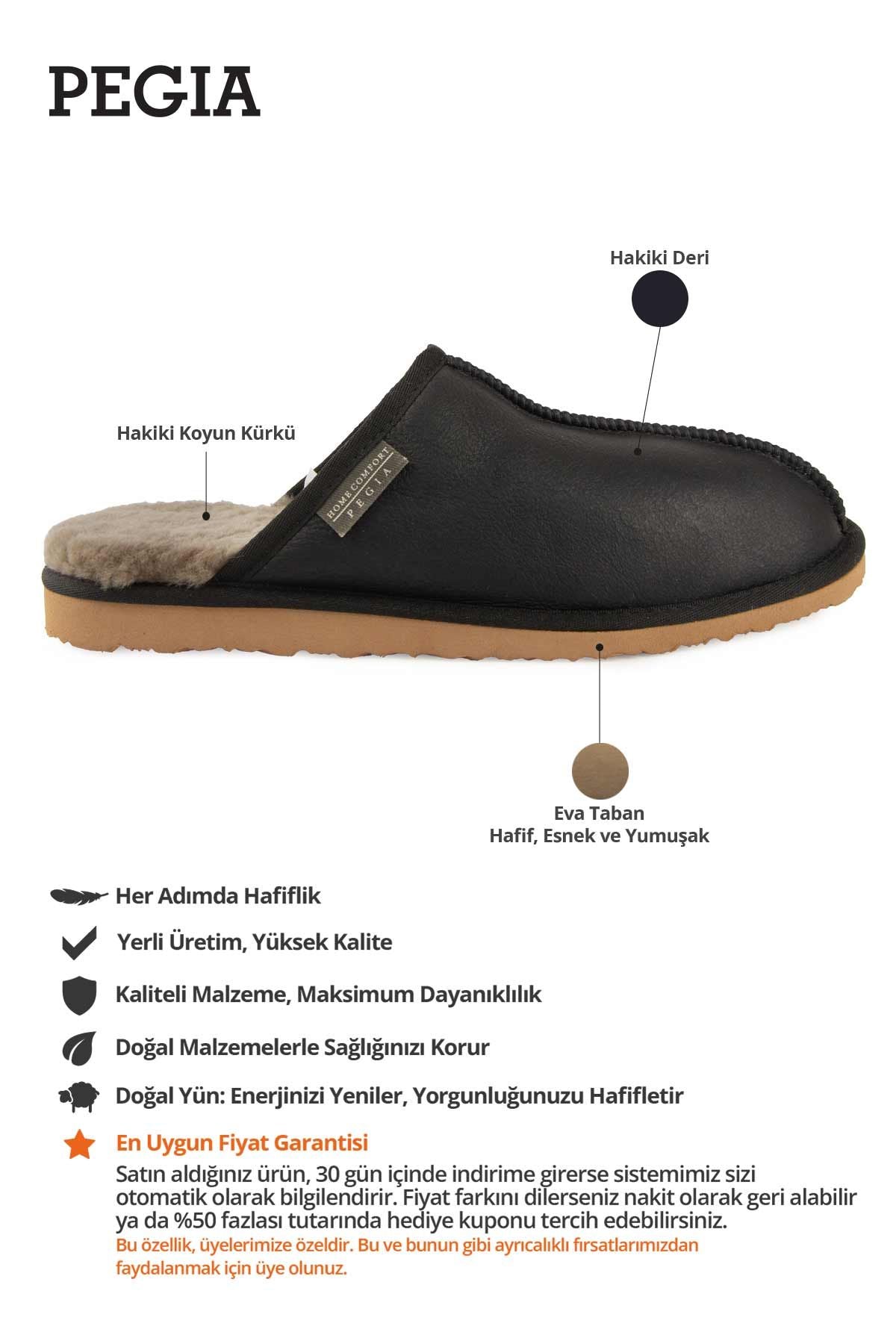 Hakiki Deri Erkek Ev Terliği 111031 Karamel