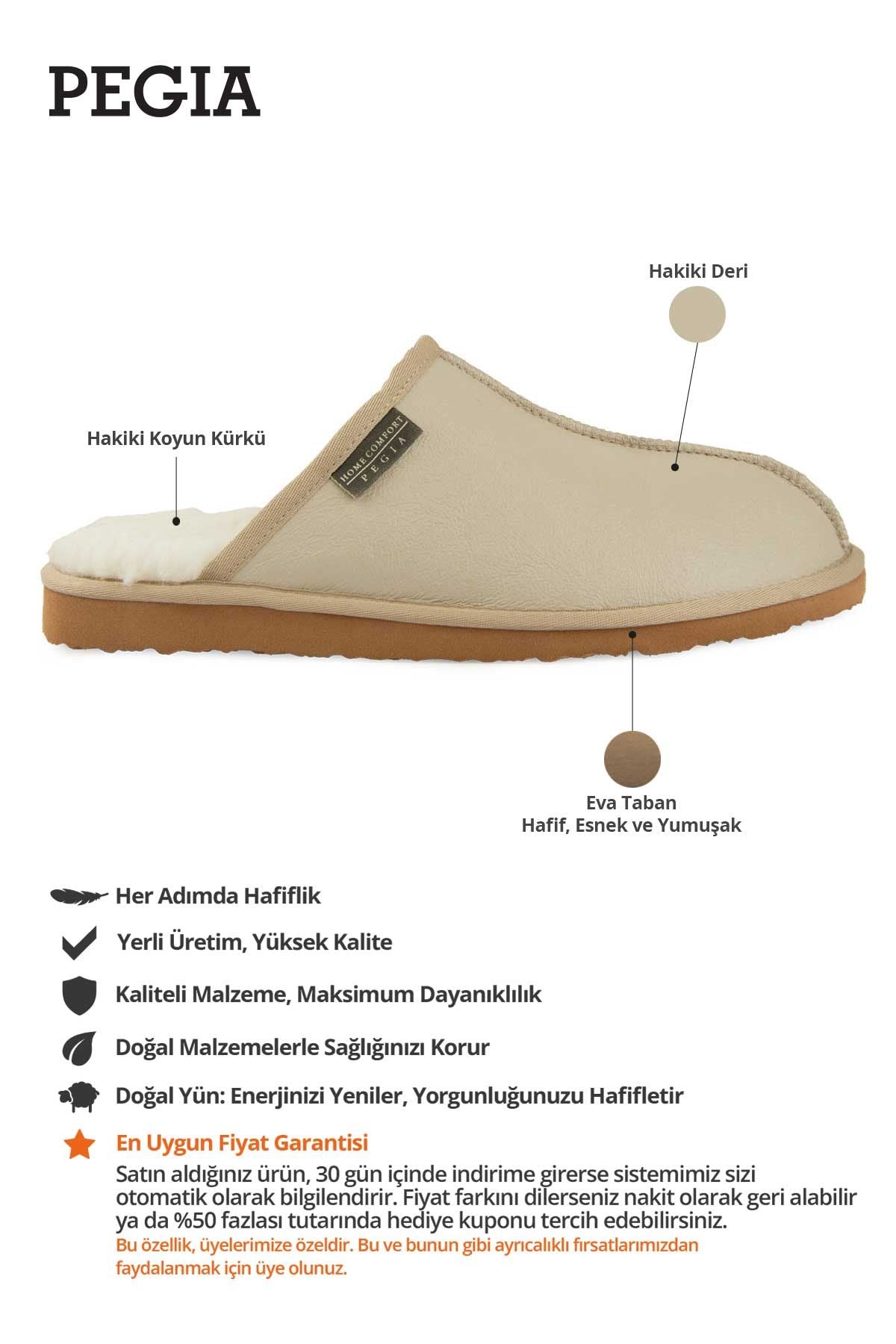 Hakiki Deri Erkek Ev Terliği 111031 Bej