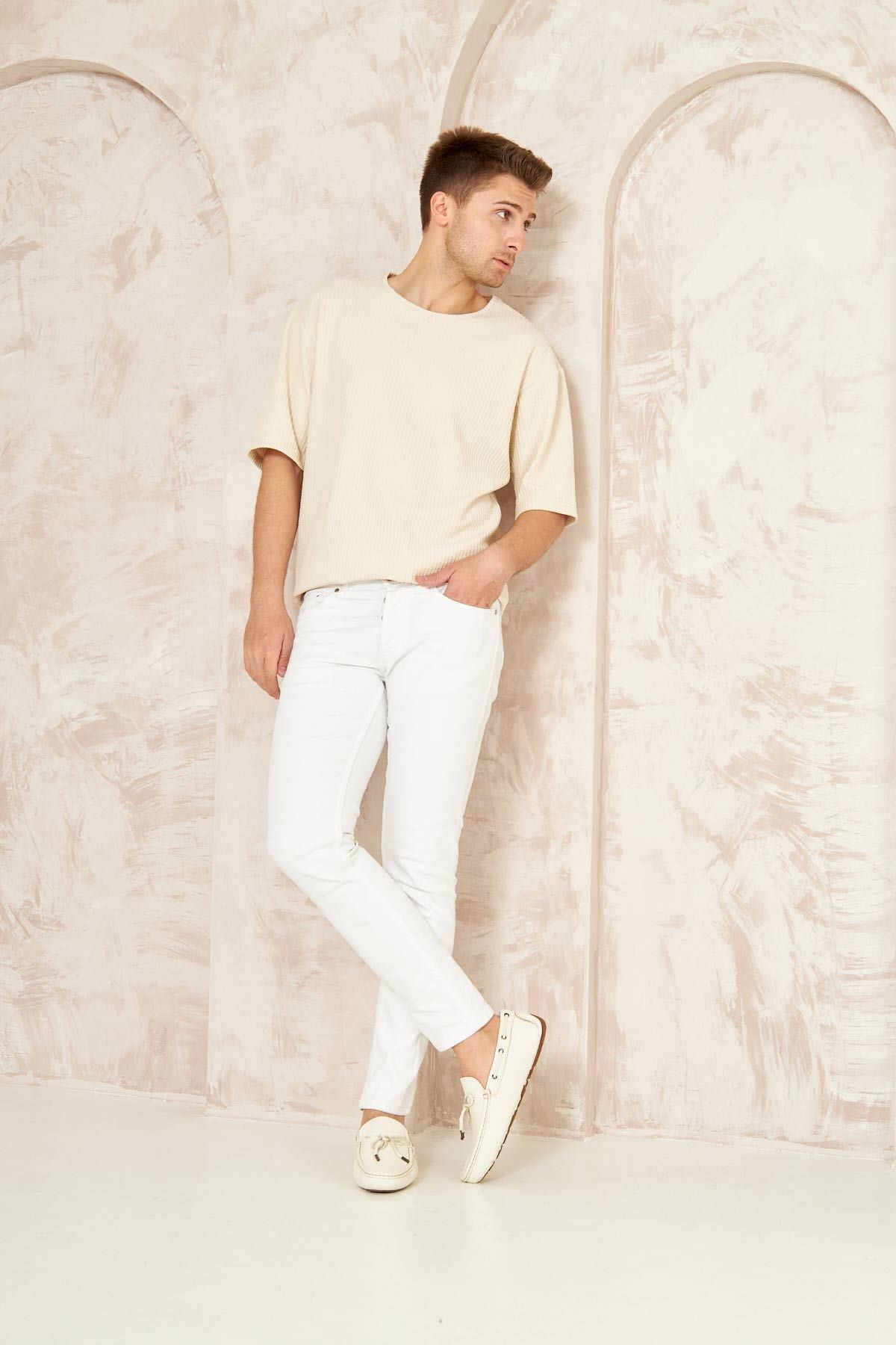 Hakiki Deri Erkek Loafer 500908 Bej