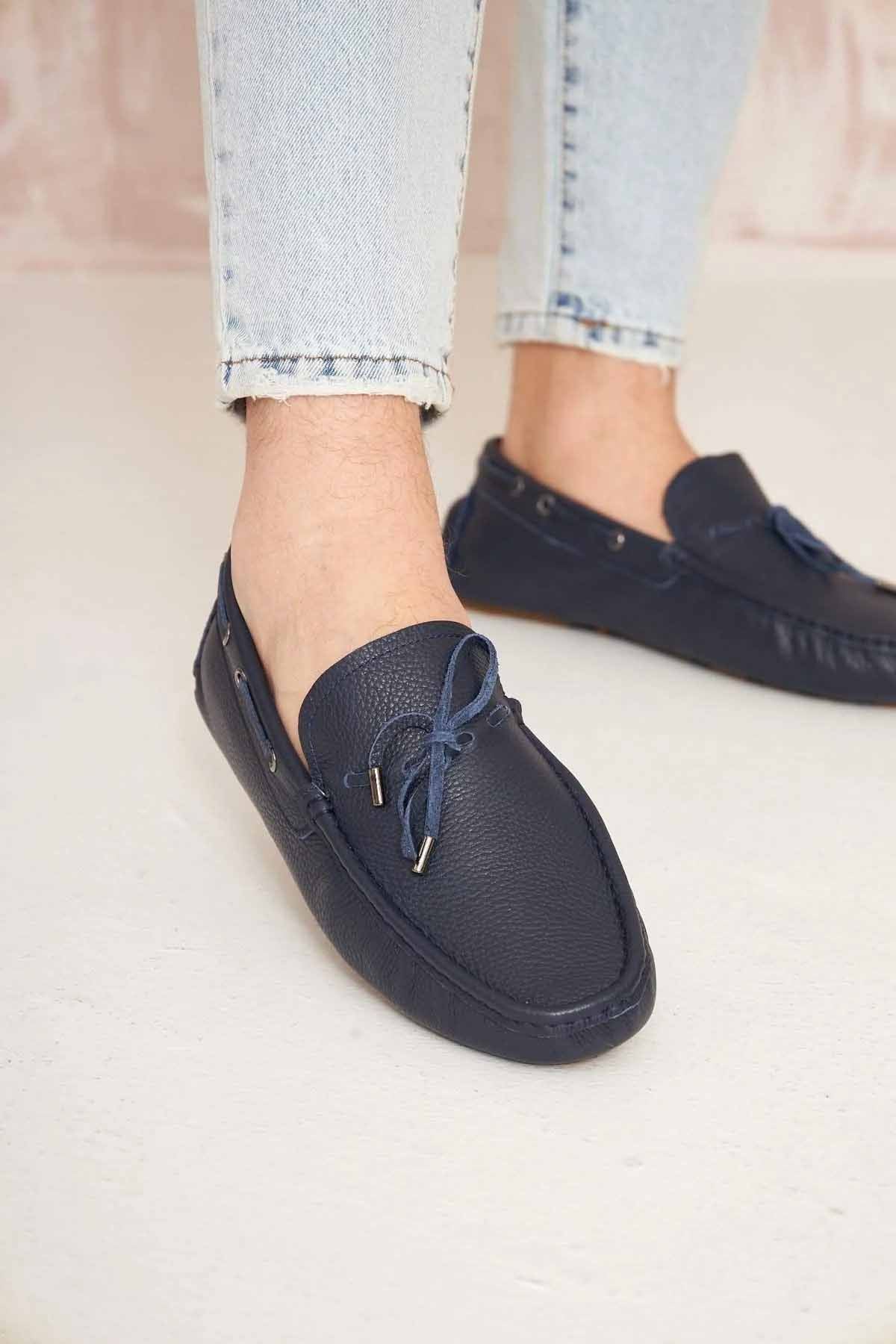 Hakiki Deri Erkek Loafer 500908 Lacivert