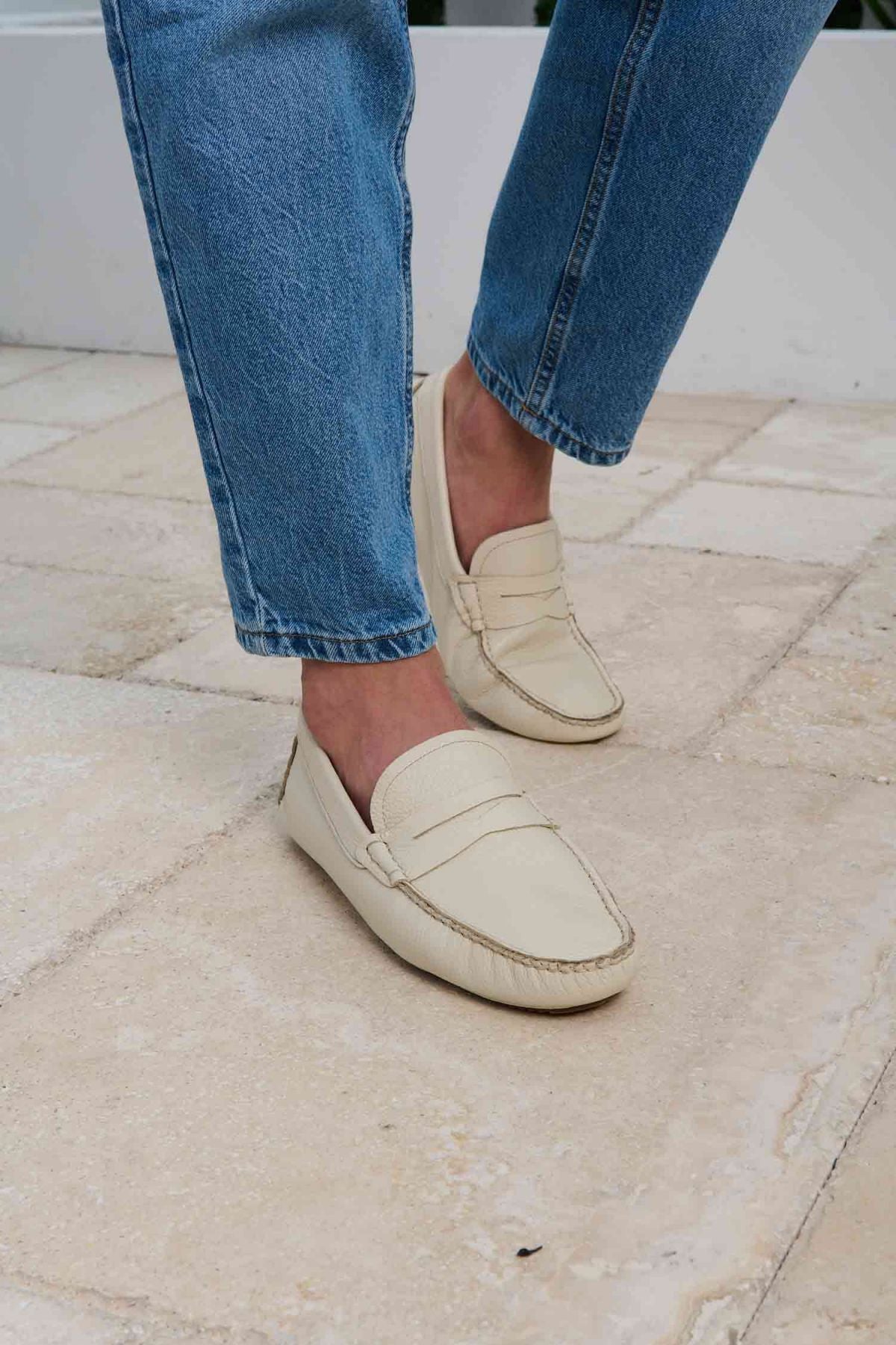 Hakiki Deri Erkek Loafer Ayakkabı 500906 Bej