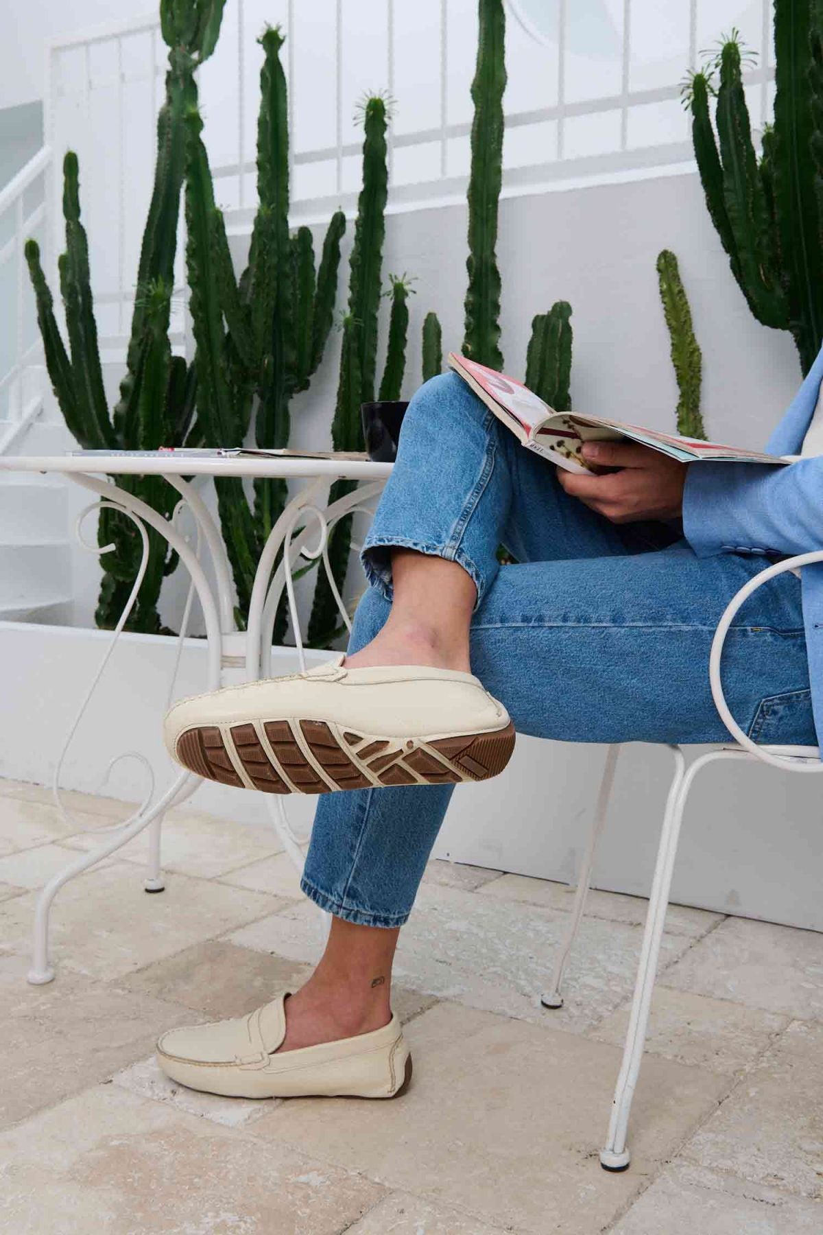 Hakiki Deri Erkek Loafer Ayakkabı 500906 Bej