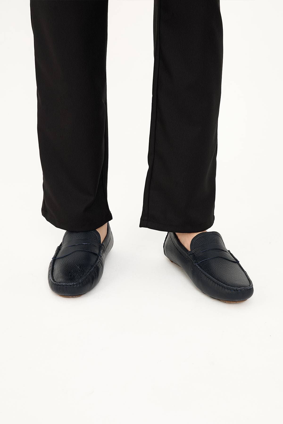 Hakiki Deri Erkek Loafer Ayakkabı 500906 Lacivert