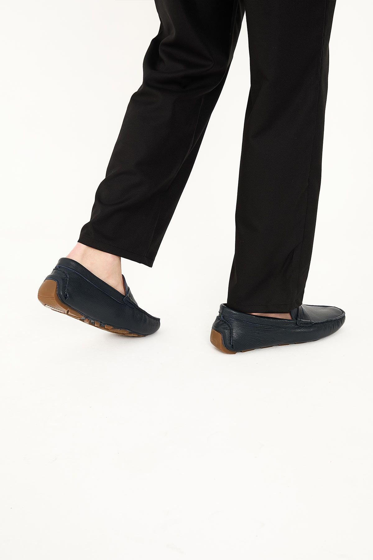 Hakiki Deri Erkek Loafer Ayakkabı 500906 Lacivert