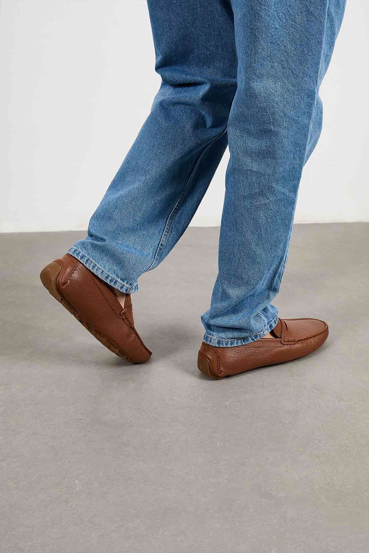 Hakiki Deri Erkek Loafer Ayakkabı 500906 Taba