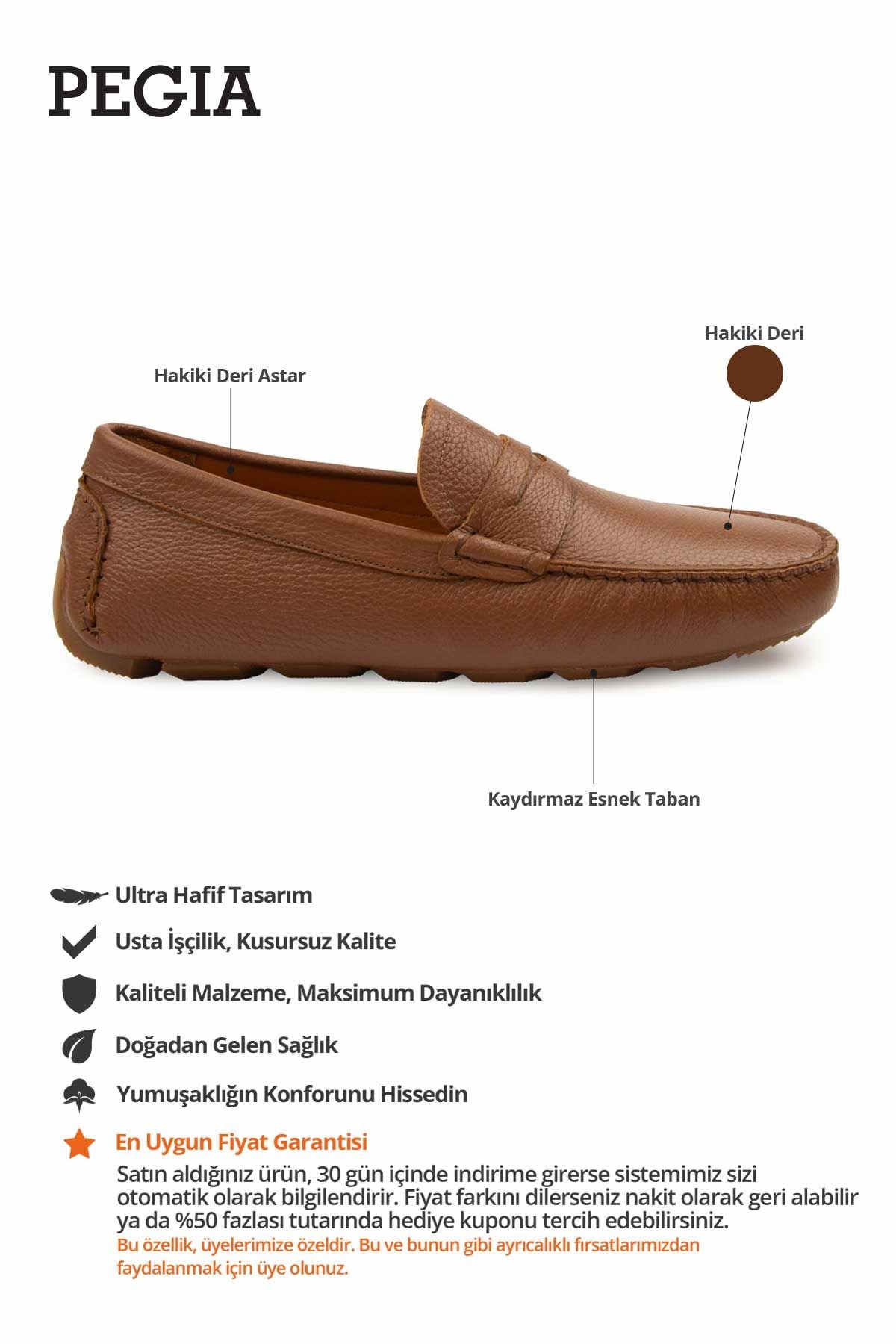 Hakiki Deri Erkek Loafer Ayakkabı 500906 Taba