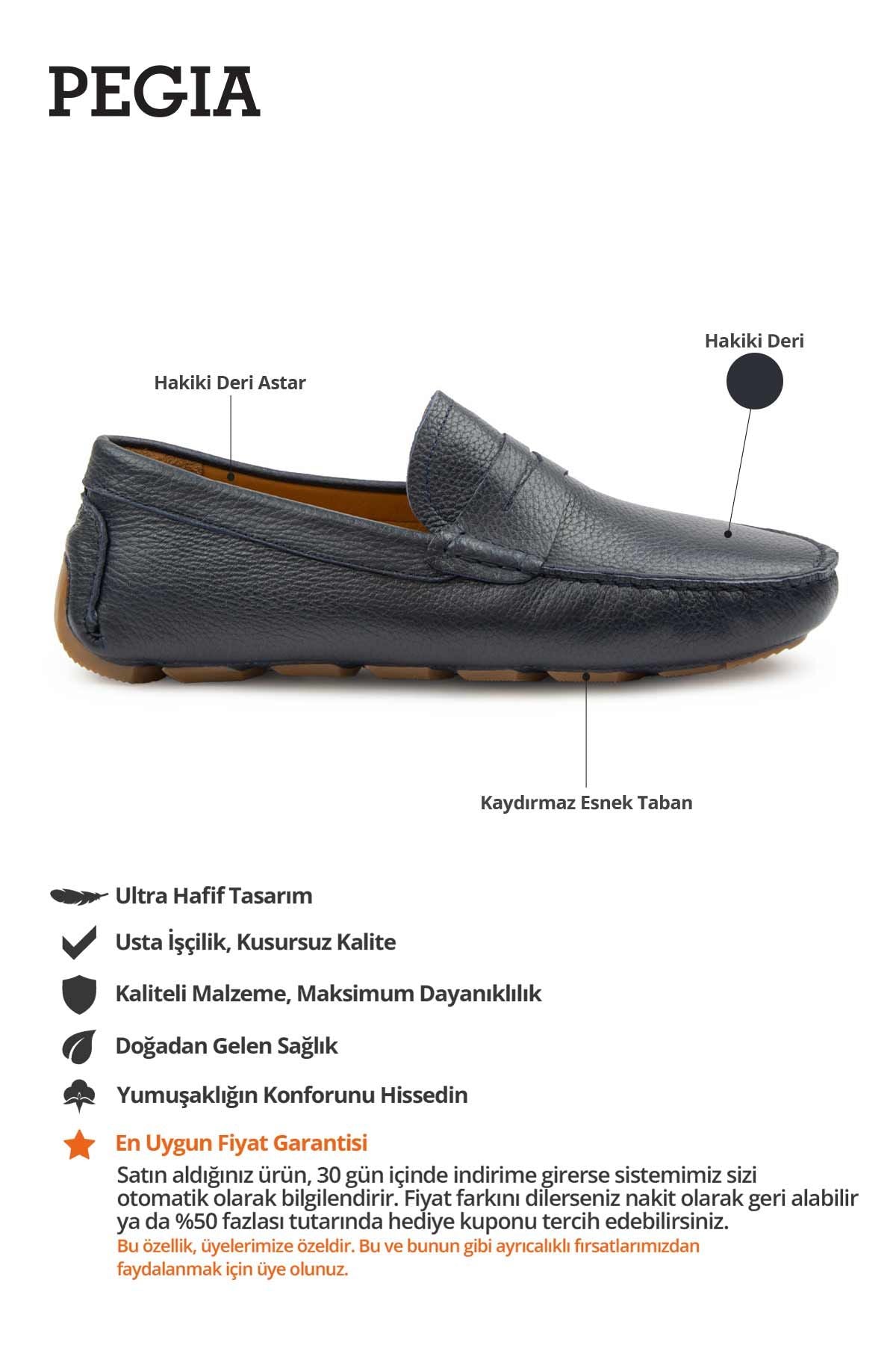 Hakiki Deri Erkek Loafer Ayakkabı 500906 Lacivert