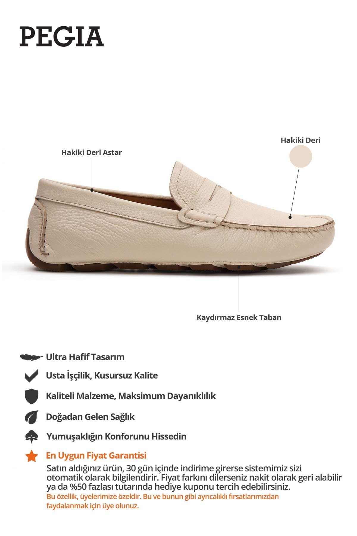 Hakiki Deri Erkek Loafer Ayakkabı 500906 Bej