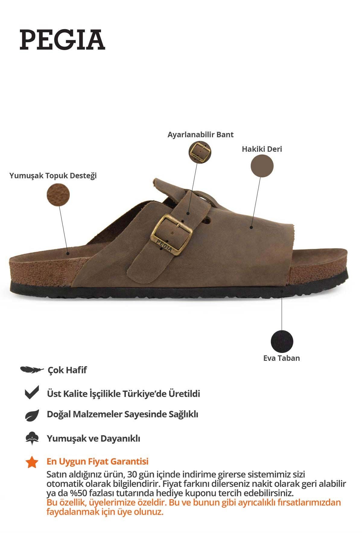 Hakiki Deri Erkek Tokalı Terlik 215030 Sahra