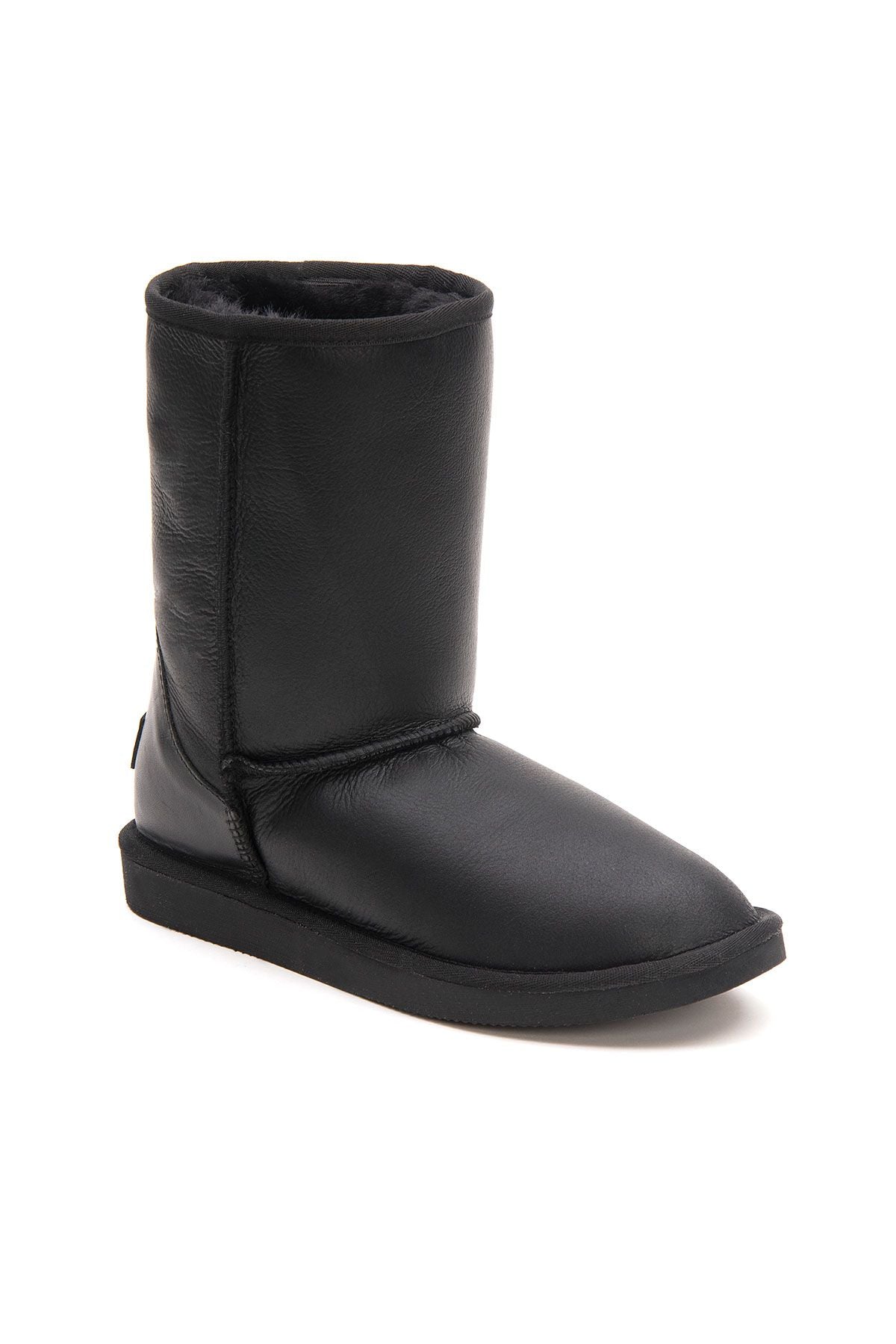 Hakiki Deri İçi Kürklü Kadın Bot 191077 Siyah