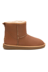 Genuine Leather Women's Fur-Lined Ankle Boots 191022 Tobacco