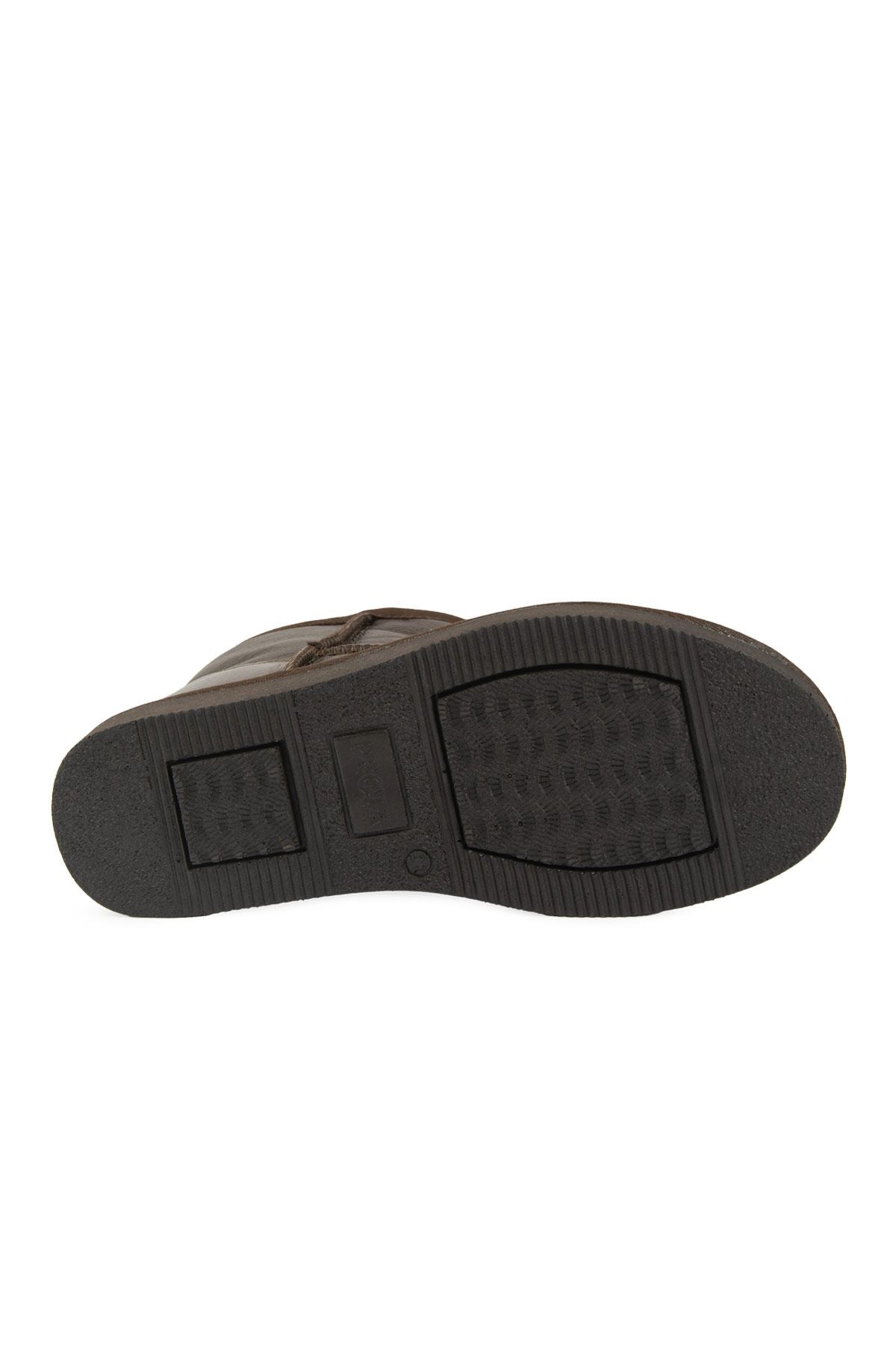 Hakiki Deri İçi Kürklü Kadın Kısa Bot 191022 Koyu Kahve