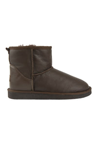 Genuine Leather Women's Fur-Lined Ankle Boots 191022 Dark Brown