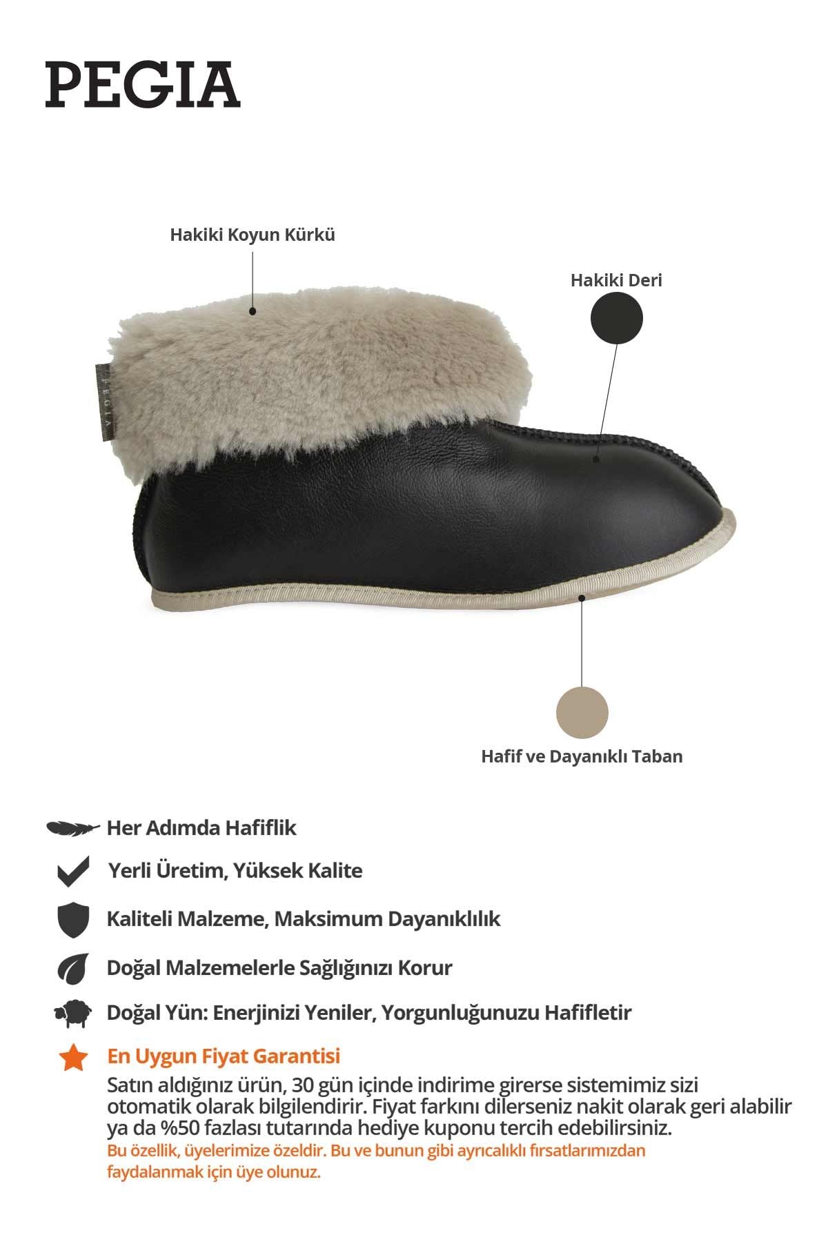 Hakiki Deri İçi Kürklü Panduf 191211 Karamel
