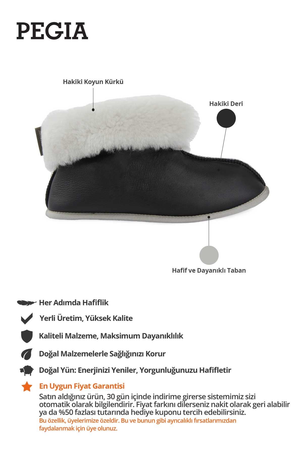Hakiki Deri İçi Kürklü Panduf 191211 Açık Gri