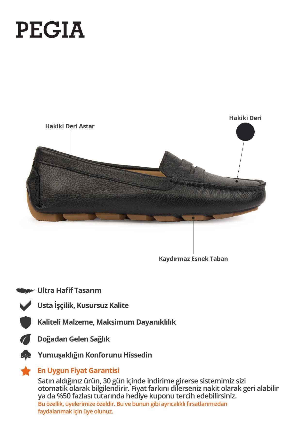 Hakiki Deri Kadın Loafer Ayakkabı 700901 Siyah