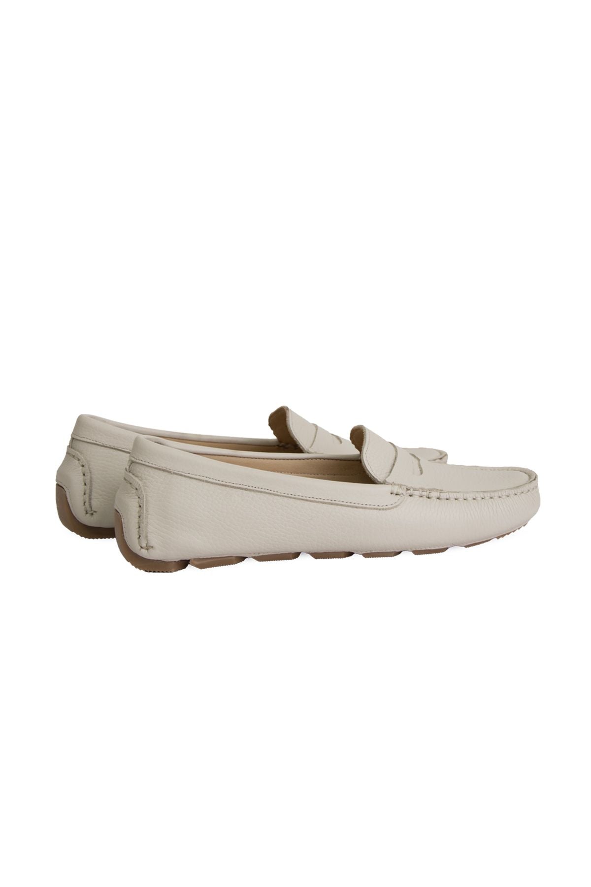 Hakiki Deri Kadın Loafer Ayakkabı 700901 Bej