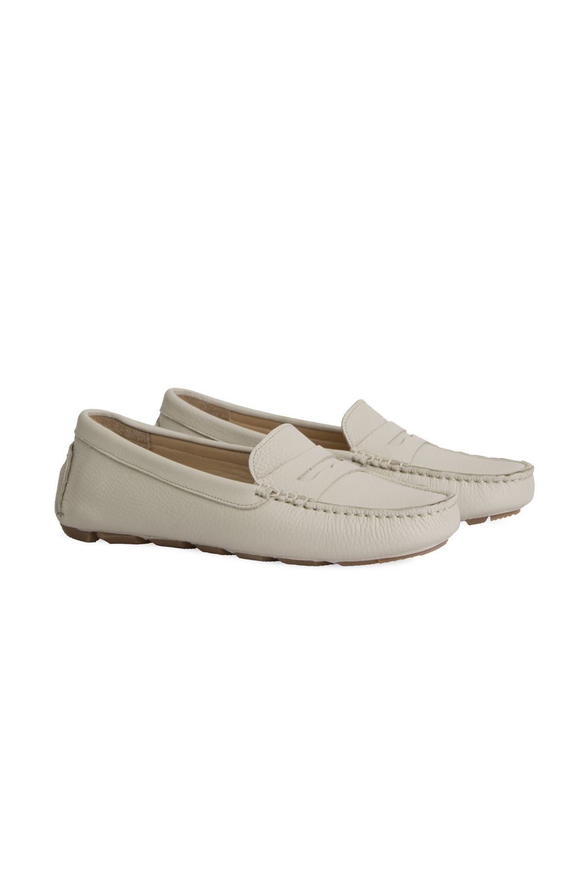Hakiki Deri Kadın Loafer Ayakkabı 700901 Bej