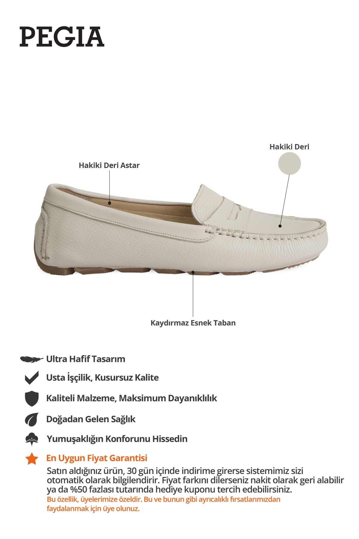 Hakiki Deri Kadın Loafer Ayakkabı 700901 Bej