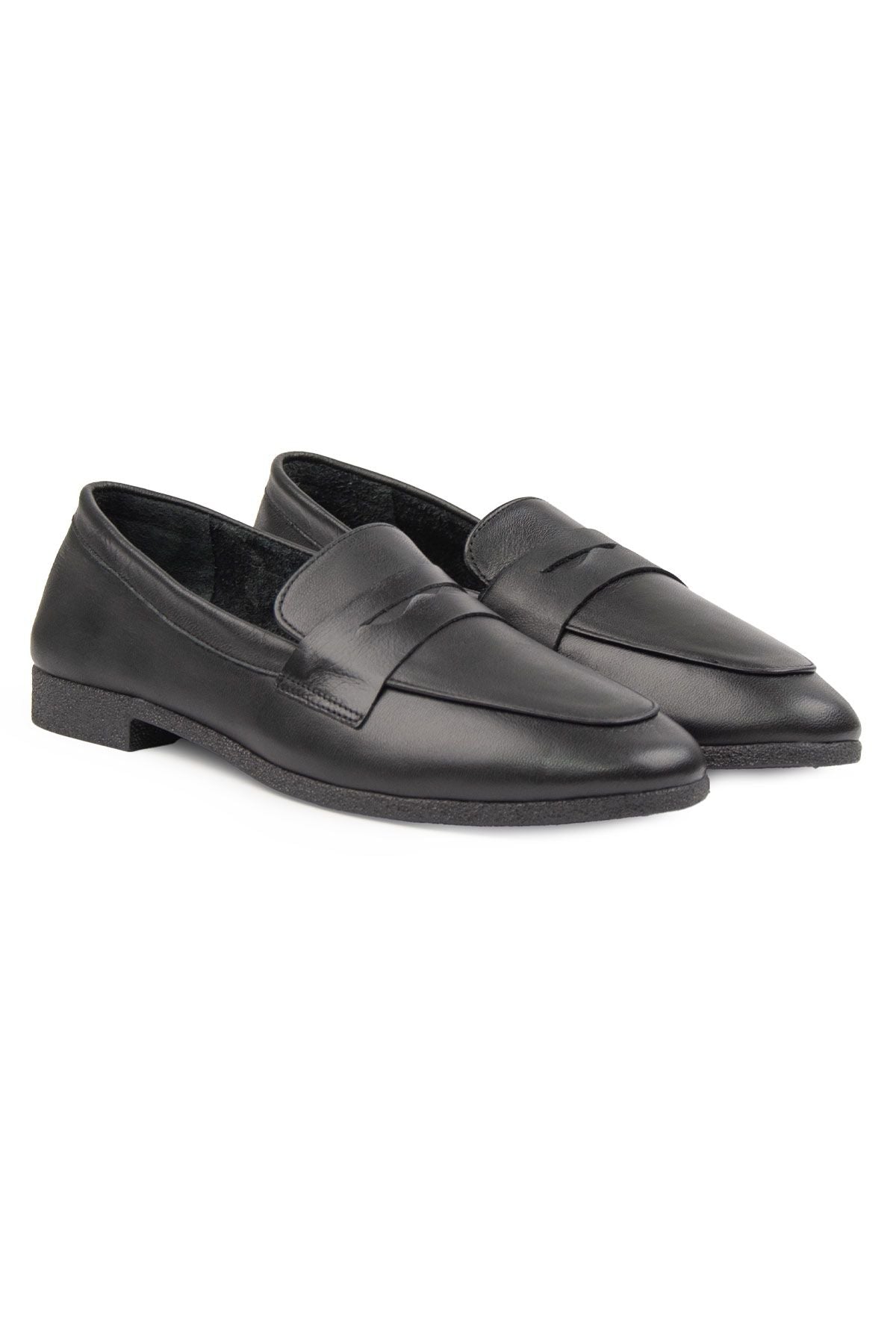 Hakiki Deri Kadın Loafer DG6043 Siyah