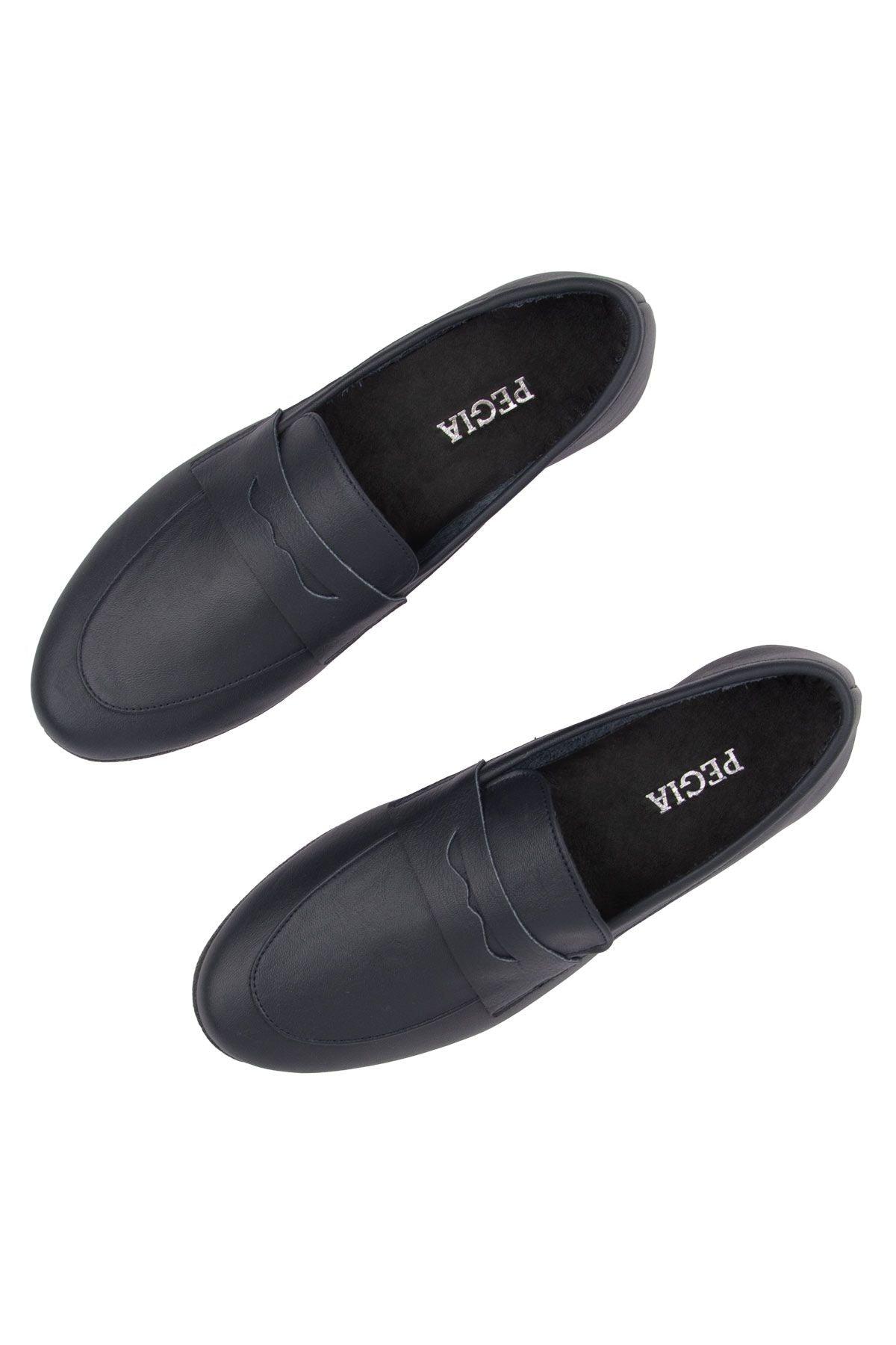 Hakiki Deri Kadın Loafer DG6043 Lacivert