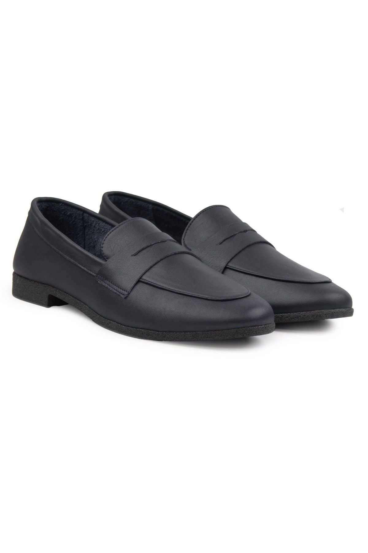 Hakiki Deri Kadın Loafer DG6043 Lacivert