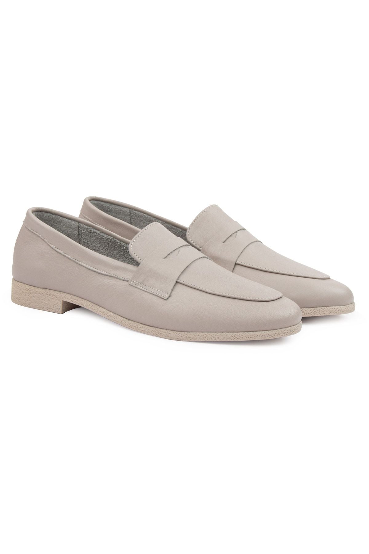 Hakiki Deri Kadın Loafer DG6043 Vizon