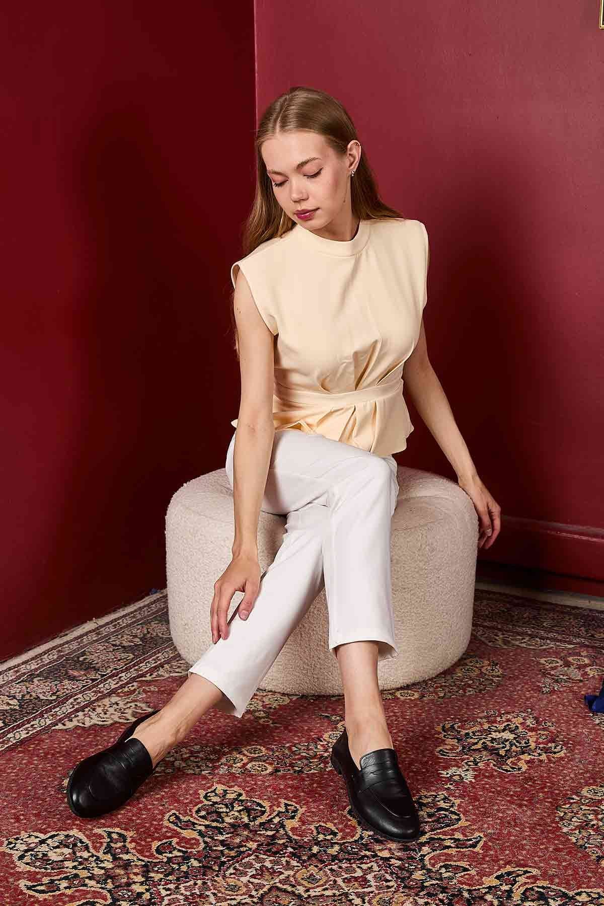 Hakiki Deri Kadın Loafer DG6043 Siyah
