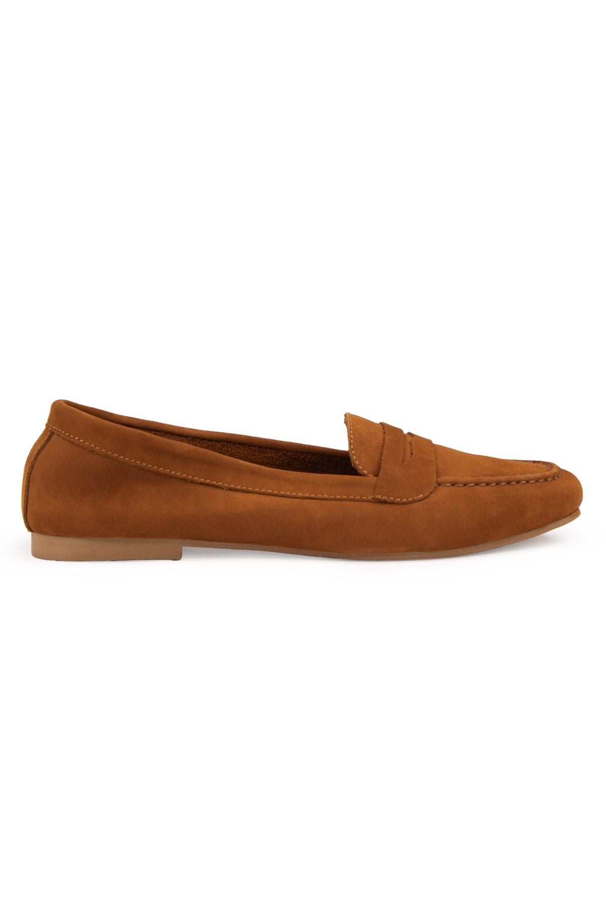 Hakiki Nubuk Kadın Loafer DG6044 Taba