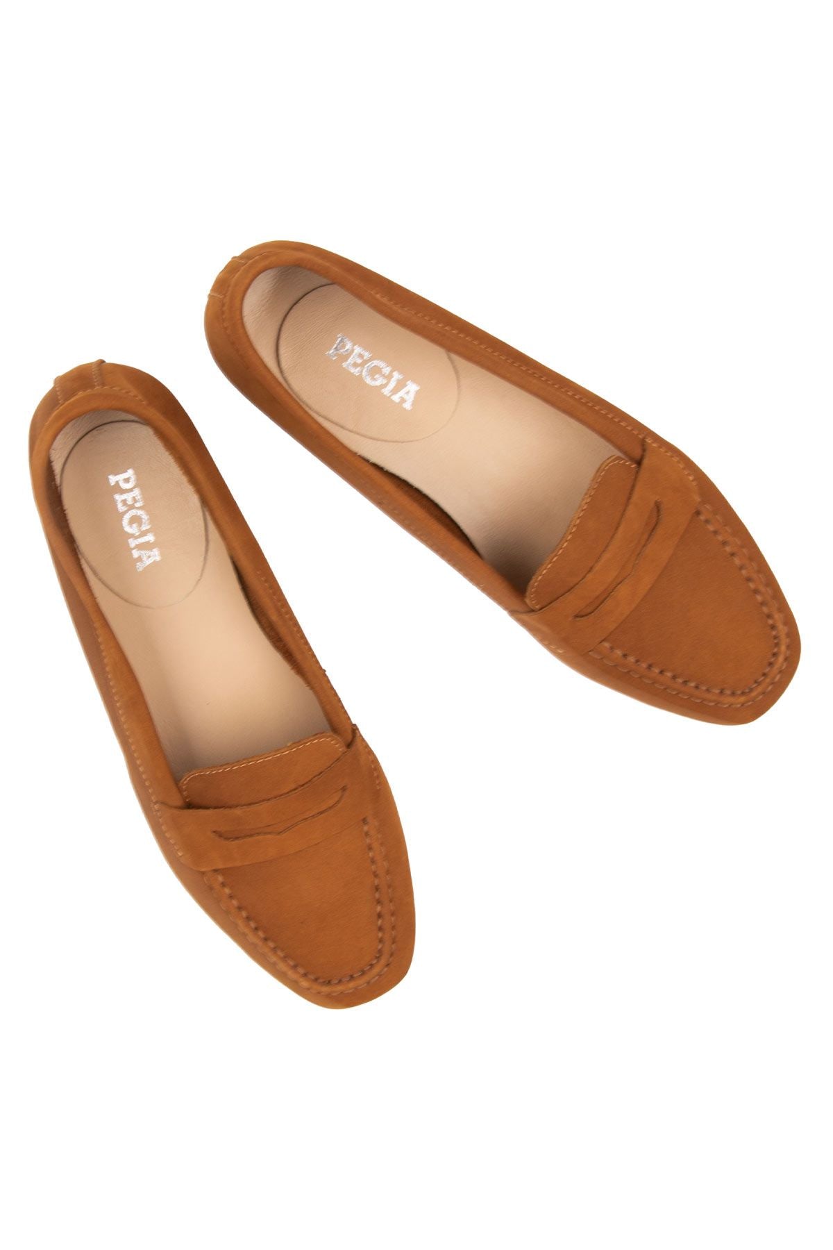 Hakiki Nubuk Kadın Loafer DG6044 Taba