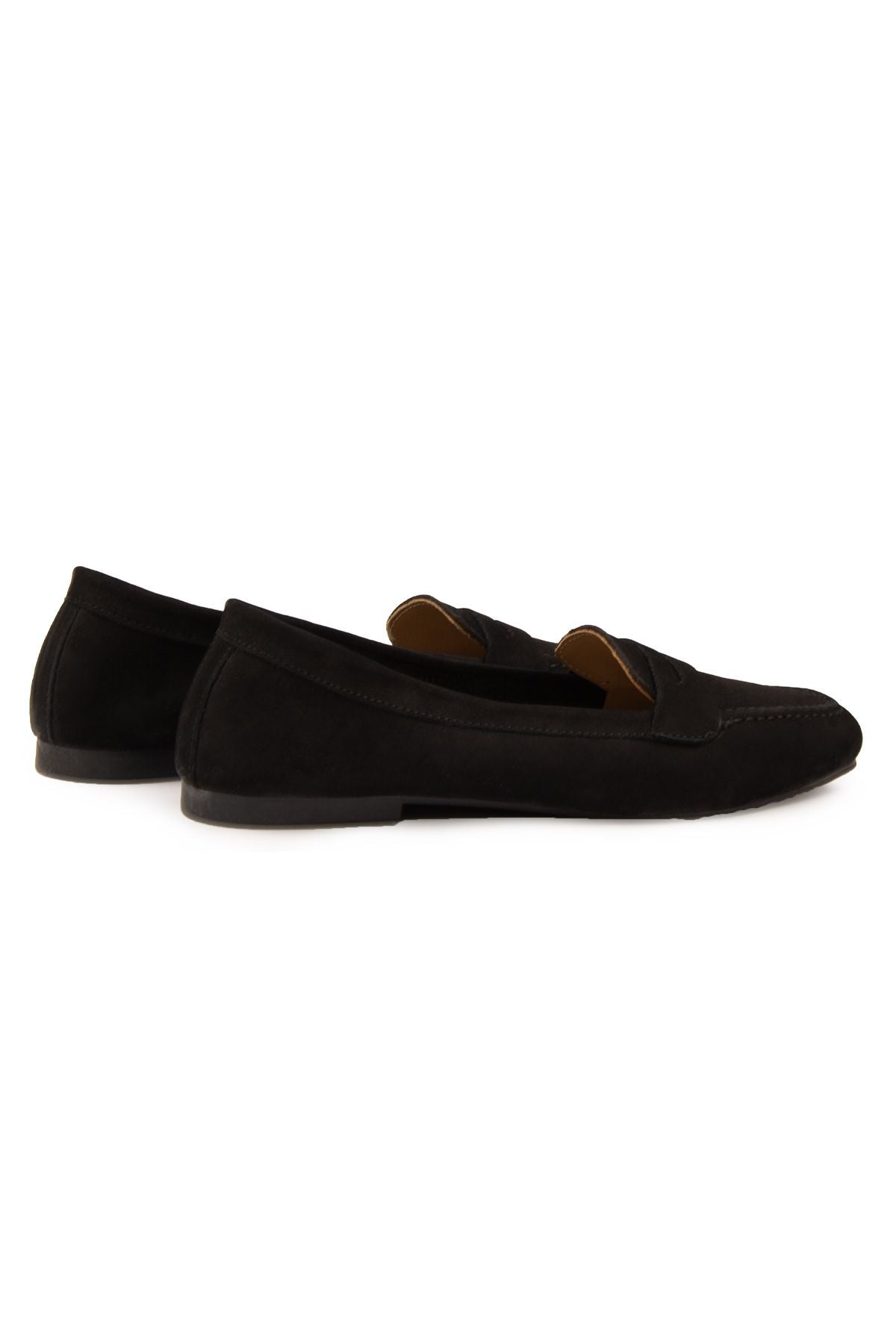Hakiki Nubuk Kadın Loafer DG6044 Siyah