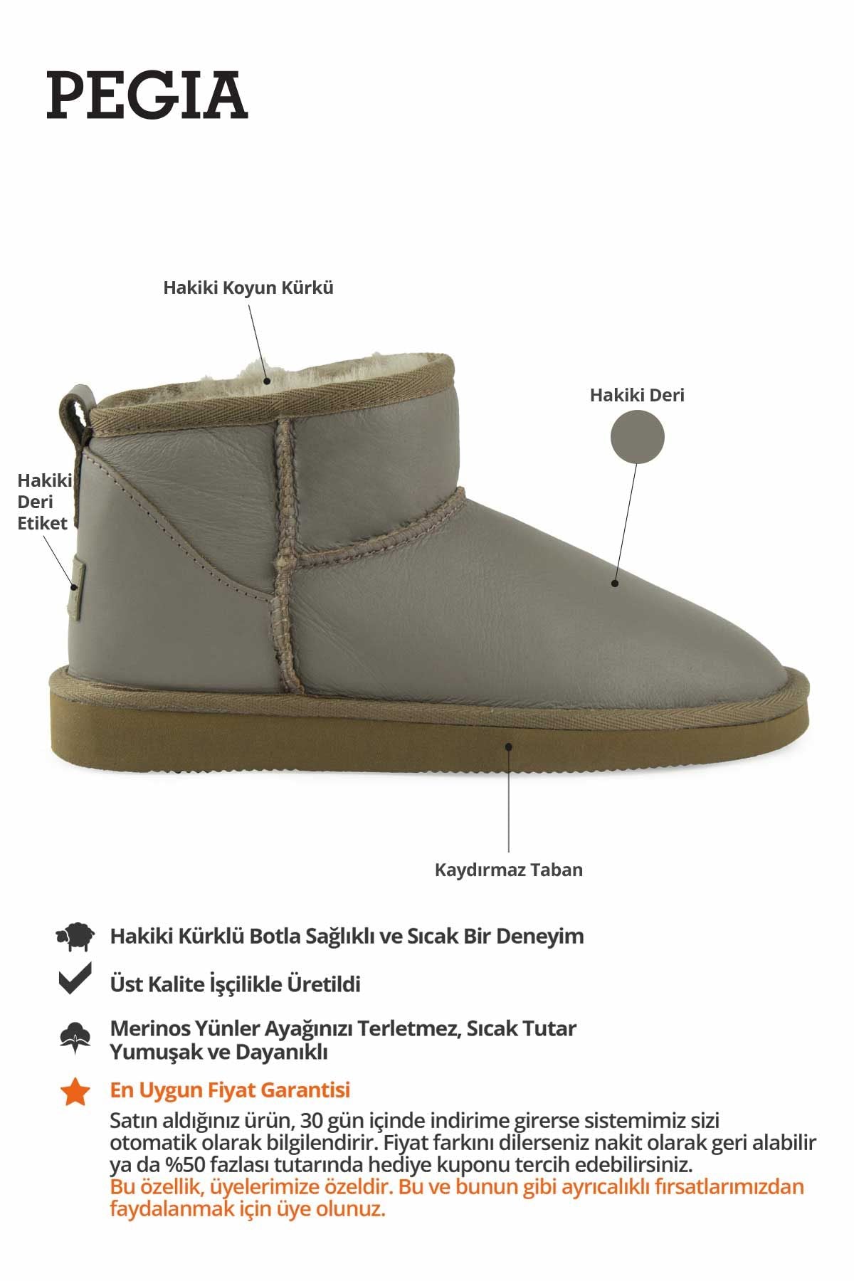 Hakiki Deri Kadın Mini Bot 191131 Vizon
