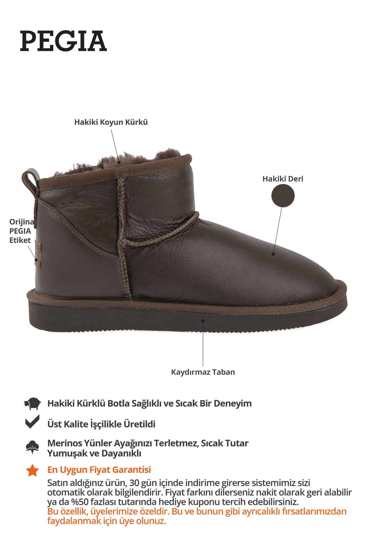 Hakiki Deri Kadın Mini Bot 191131 Koyu Kahve