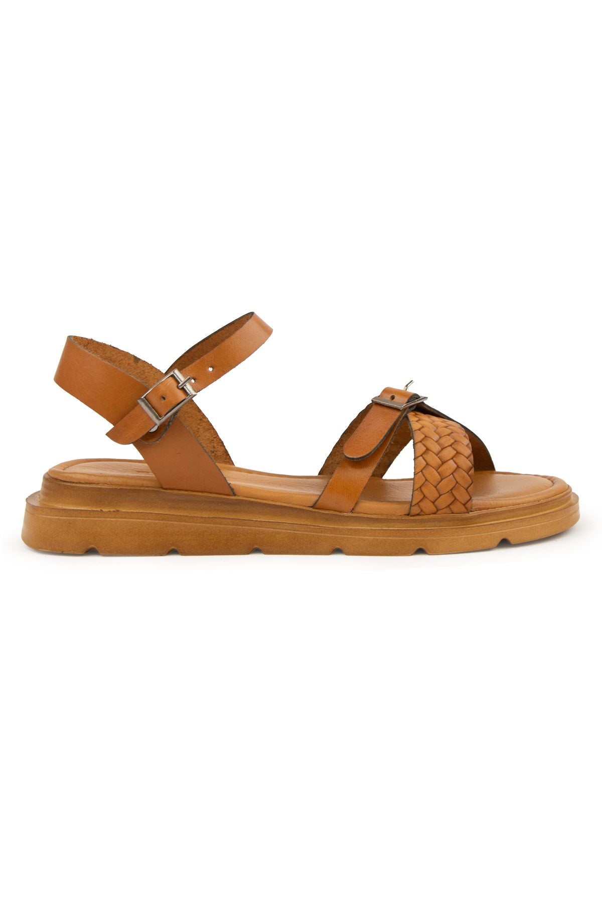Hakiki Deri Kadın Sandalet DG6054 Taba