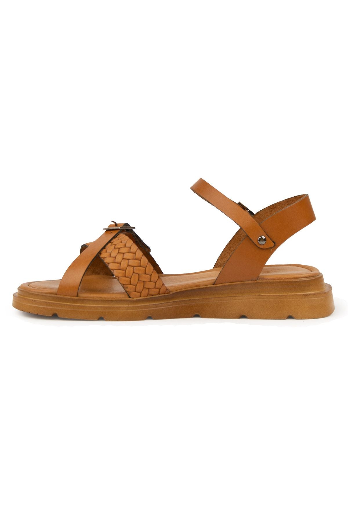 Hakiki Deri Kadın Sandalet DG6054 Taba