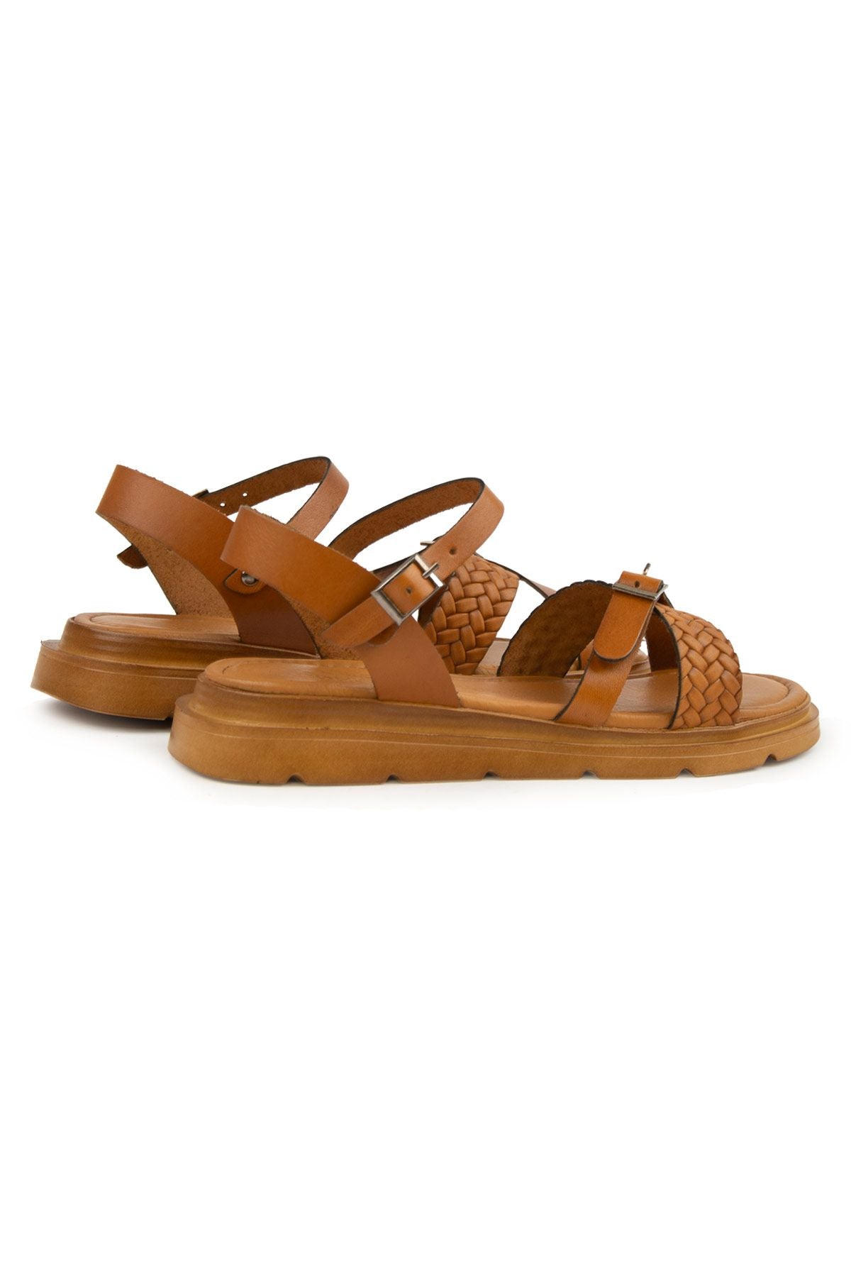 Hakiki Deri Kadın Sandalet DG6054 Taba