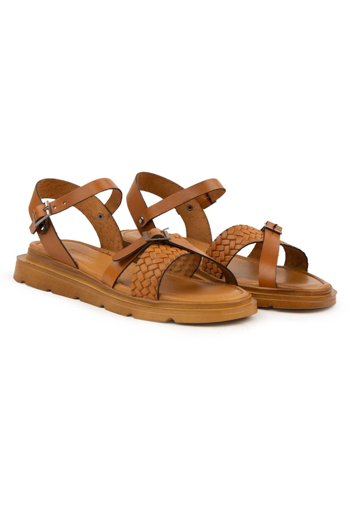 Hakiki Deri Kadın Sandalet DG6054 Taba