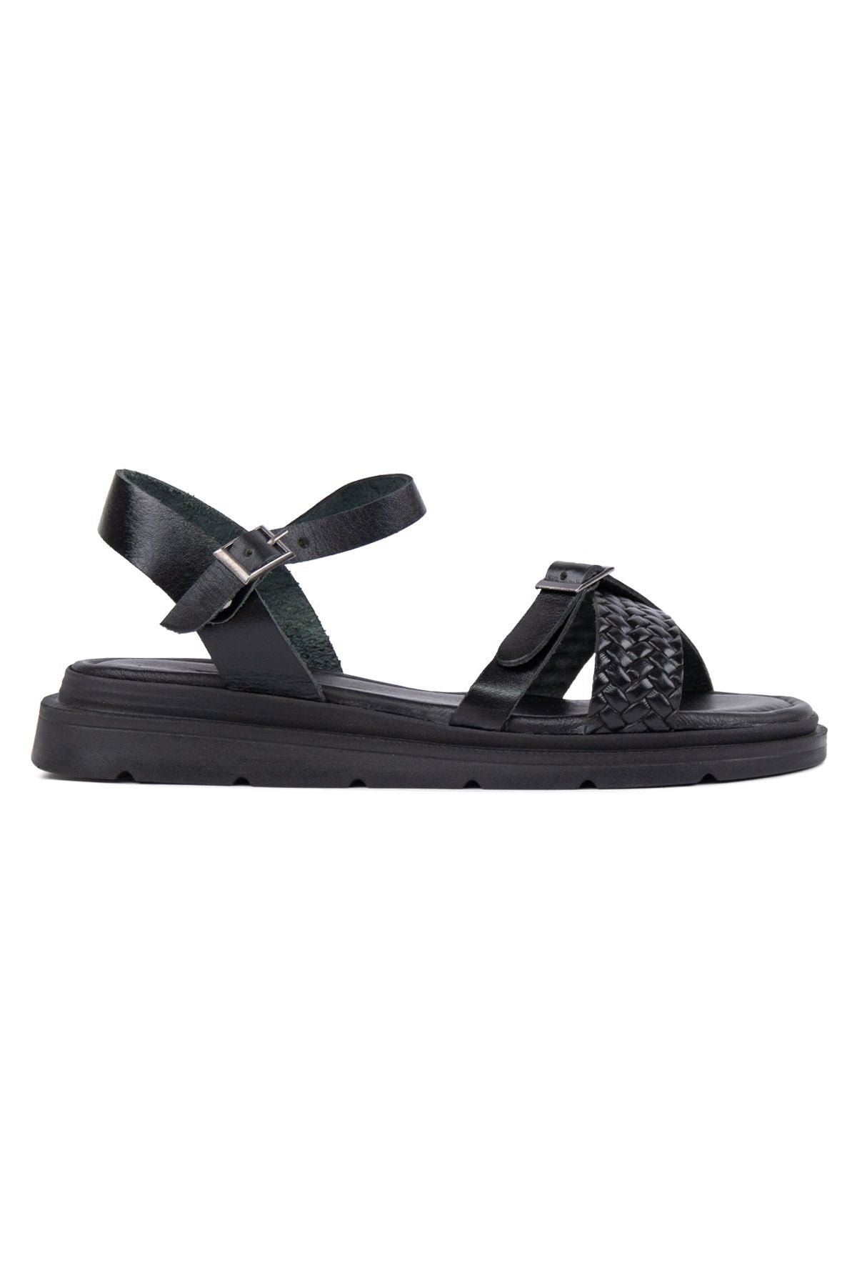 Hakiki Deri Kadın Sandalet DG6054 Siyah