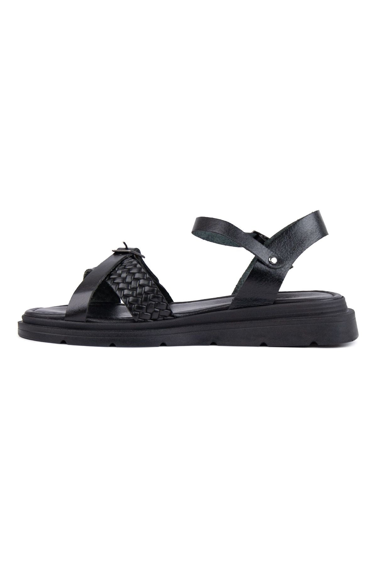 Hakiki Deri Kadın Sandalet DG6054 Siyah