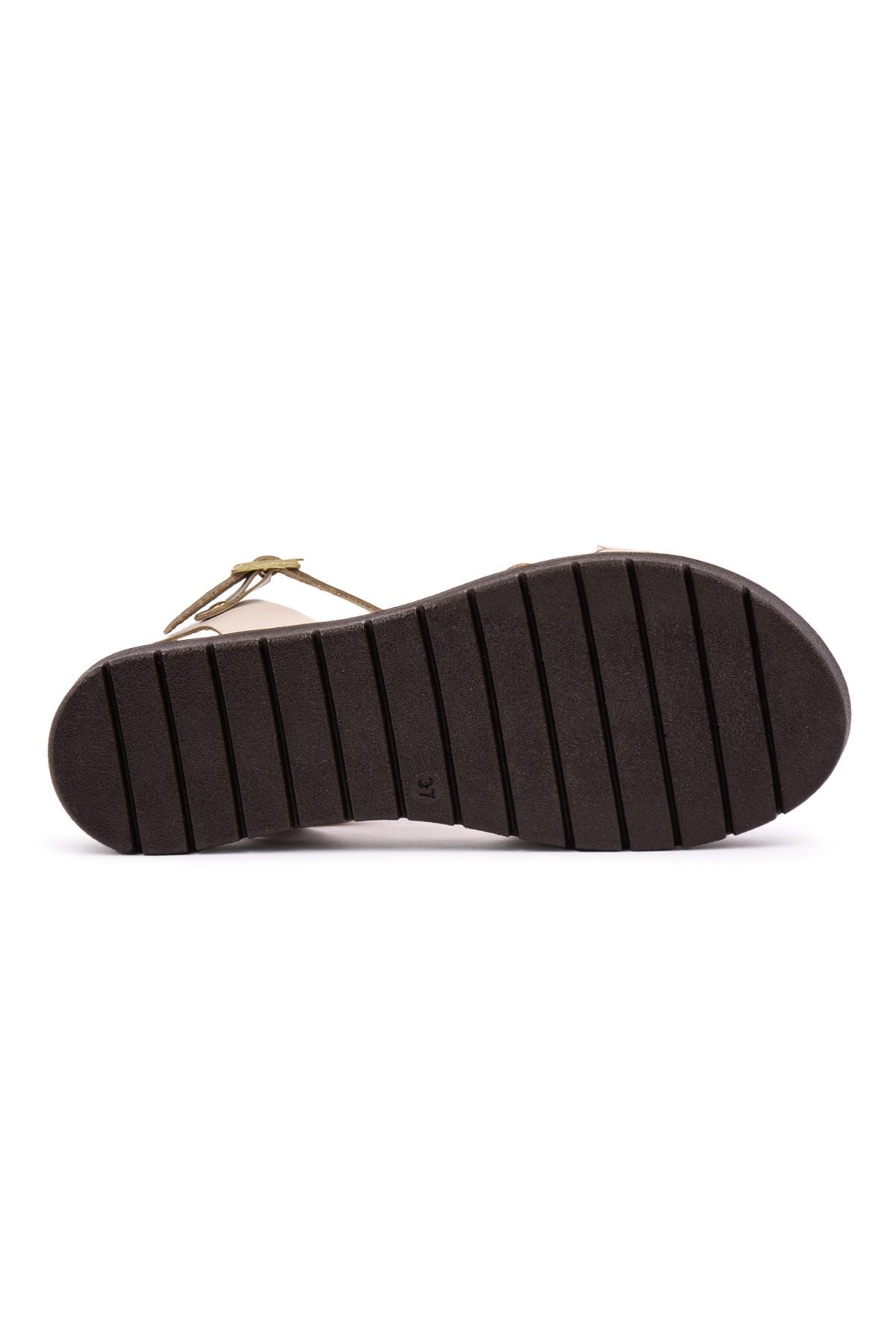 Hakiki Deri Kadın Sandalet DG6054 Vizon