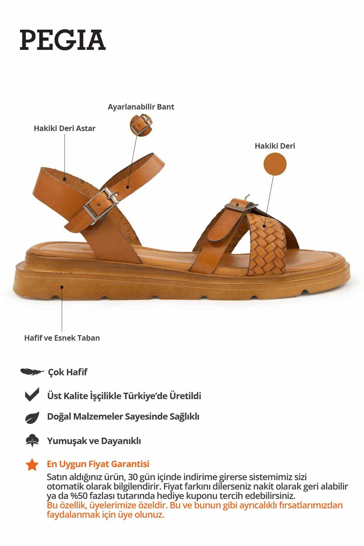 Hakiki Deri Kadın Sandalet DG6054 Taba