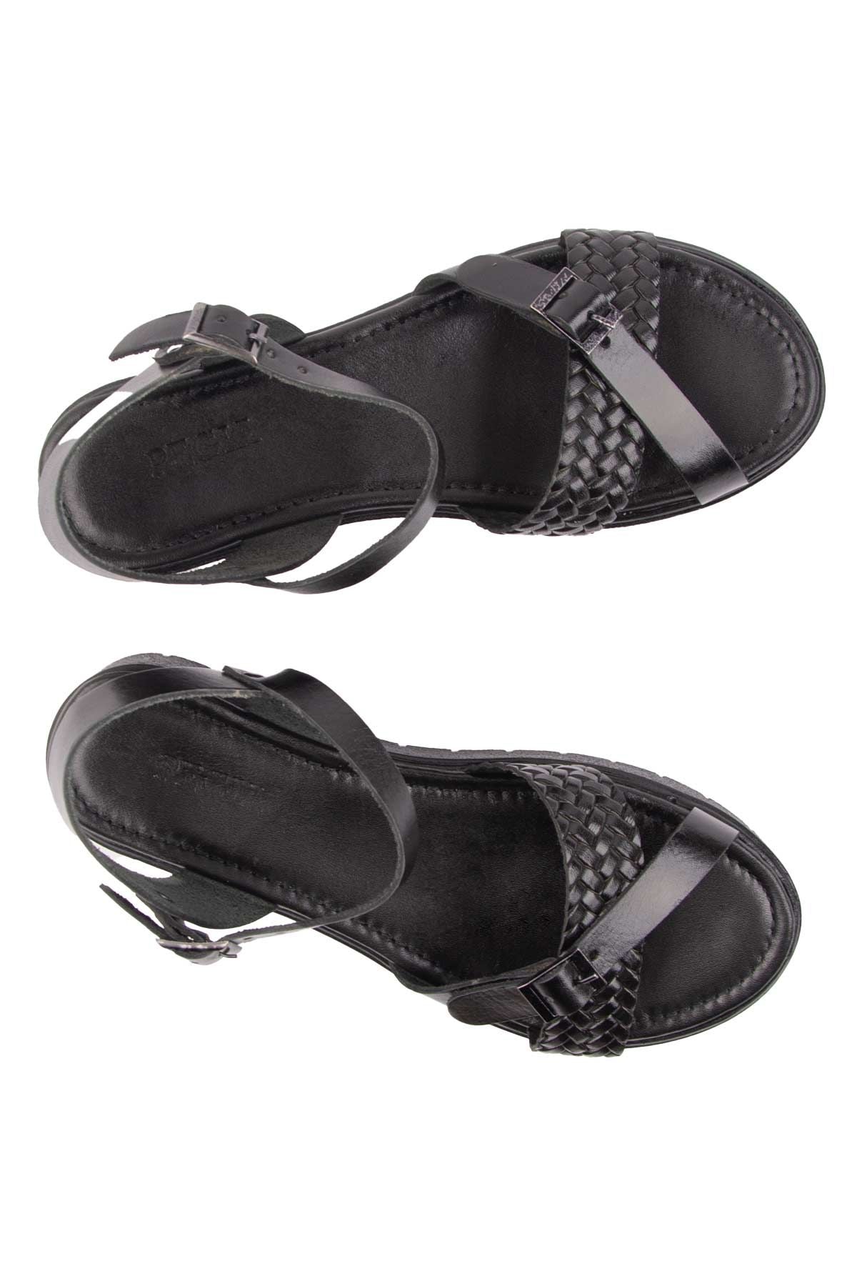 Hakiki Deri Kadın Sandalet DG6061 Siyah