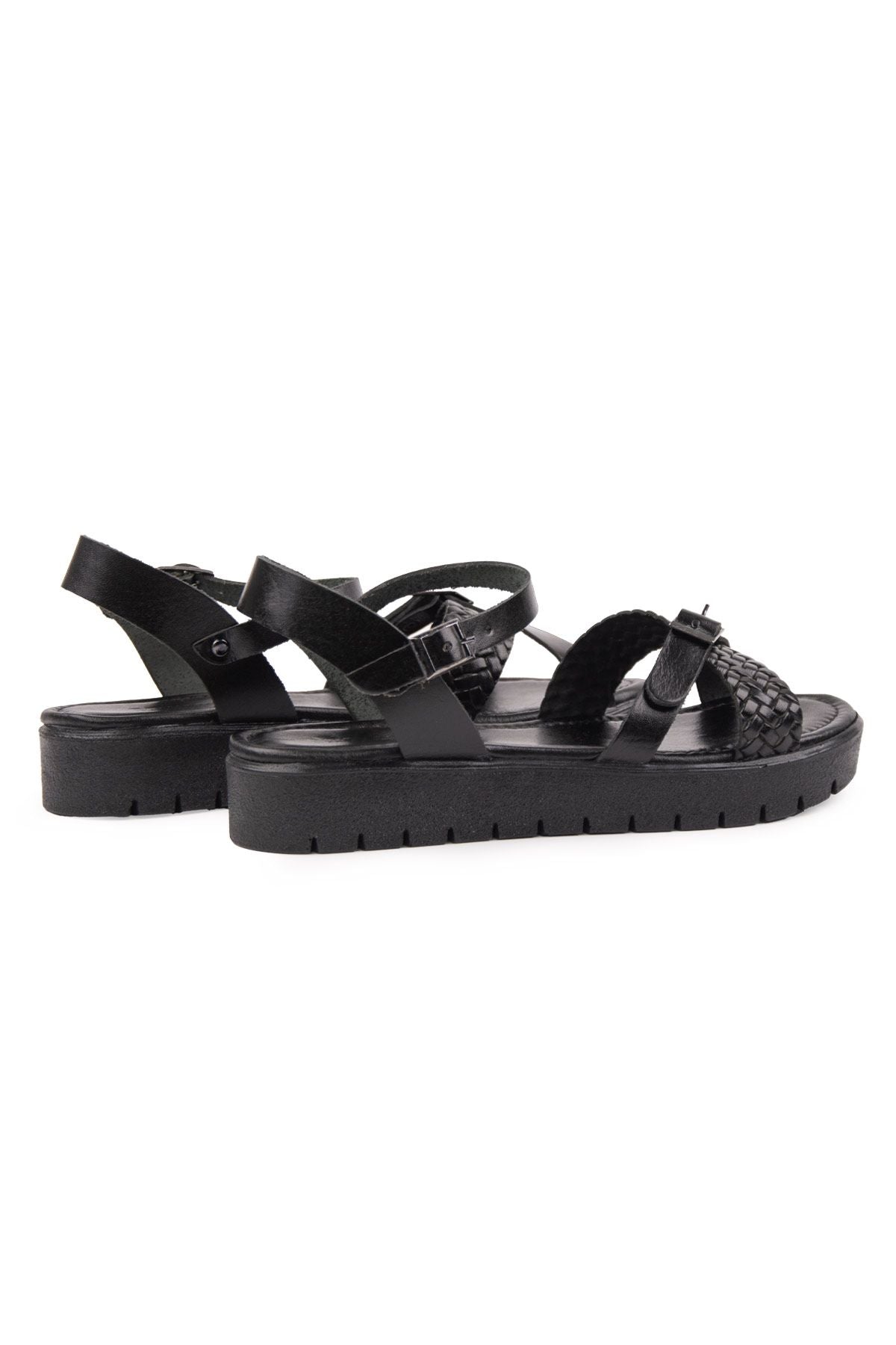 Hakiki Deri Kadın Sandalet DG6061 Siyah