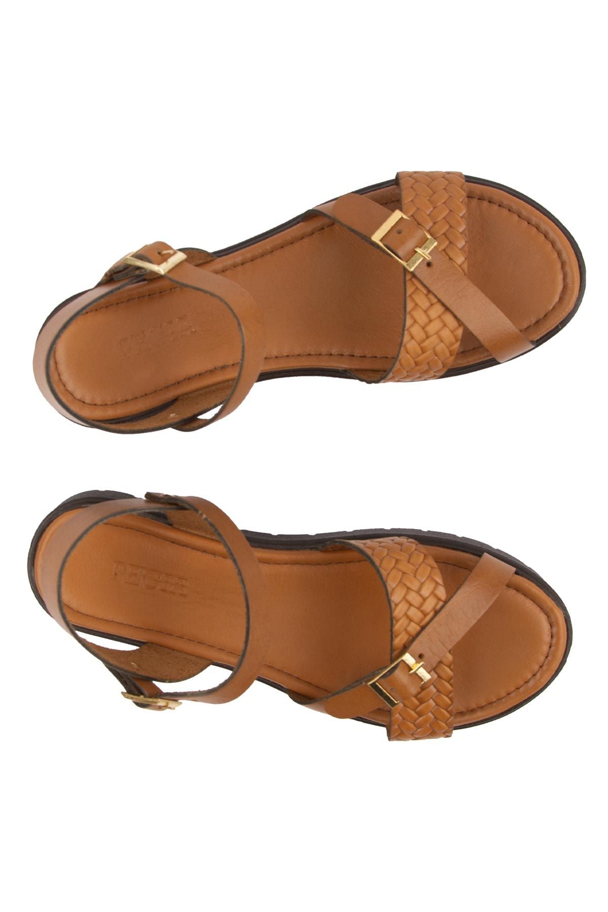 Hakiki Deri Kadın Sandalet DG6061 Taba
