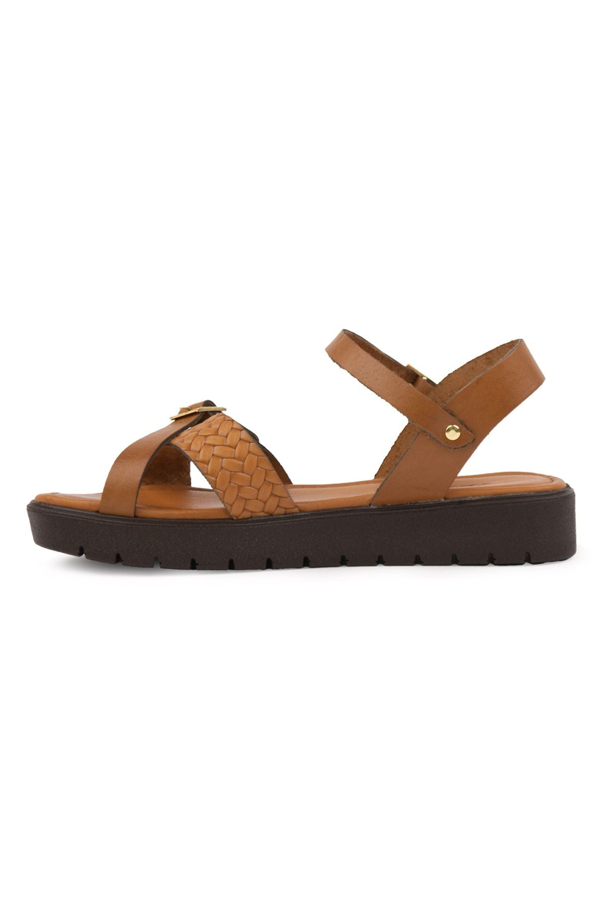 Hakiki Deri Kadın Sandalet DG6061 Taba