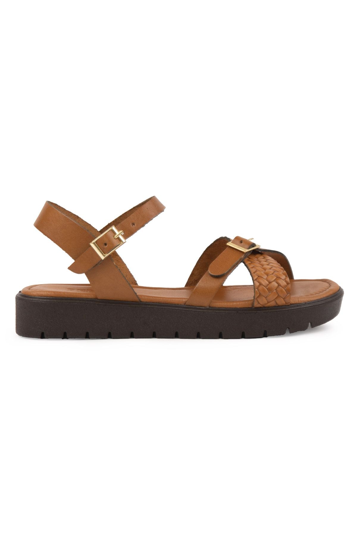 Hakiki Deri Kadın Sandalet DG6061 Taba