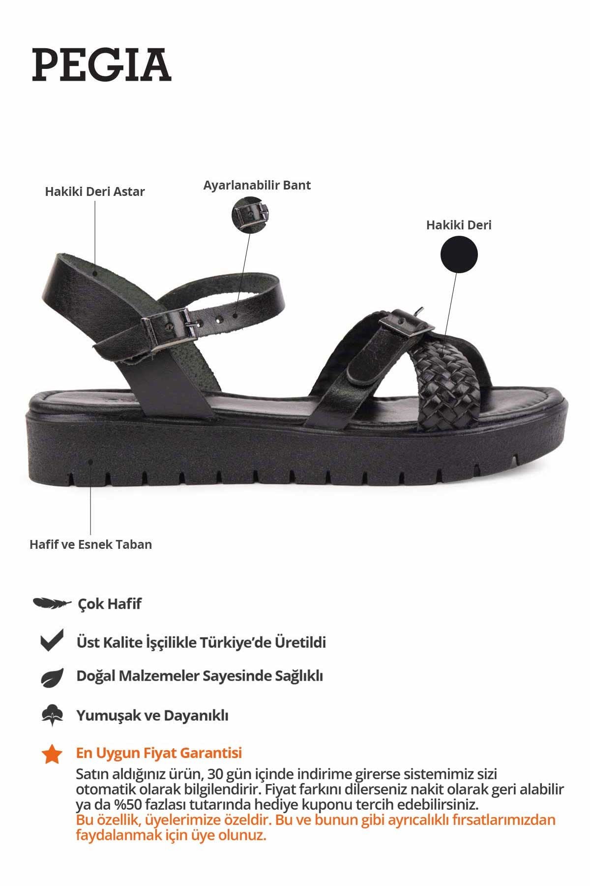 Hakiki Deri Kadın Sandalet DG6061 Siyah